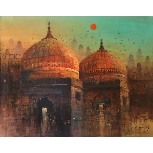 A. Q. Arif, 22 x 28 Inch, Oil on Canvas, Cityscape Painting, AC-AQ-457